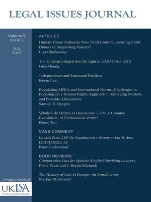 cover image of Legal Issues Journal 5(2)
